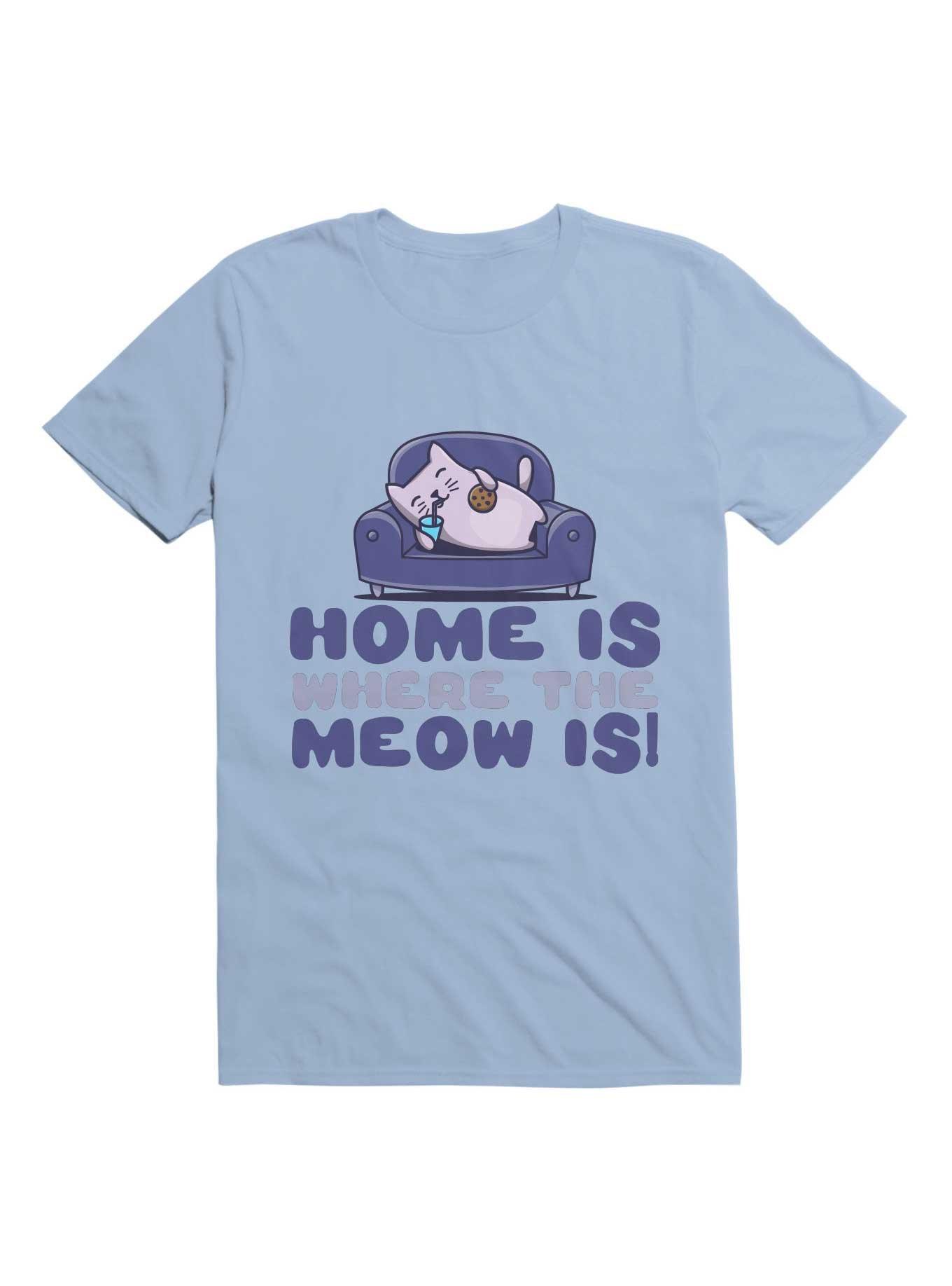 Kawaii Home Is Where The Meow Is T-Shirt, LIGHT BLUE, hi-res