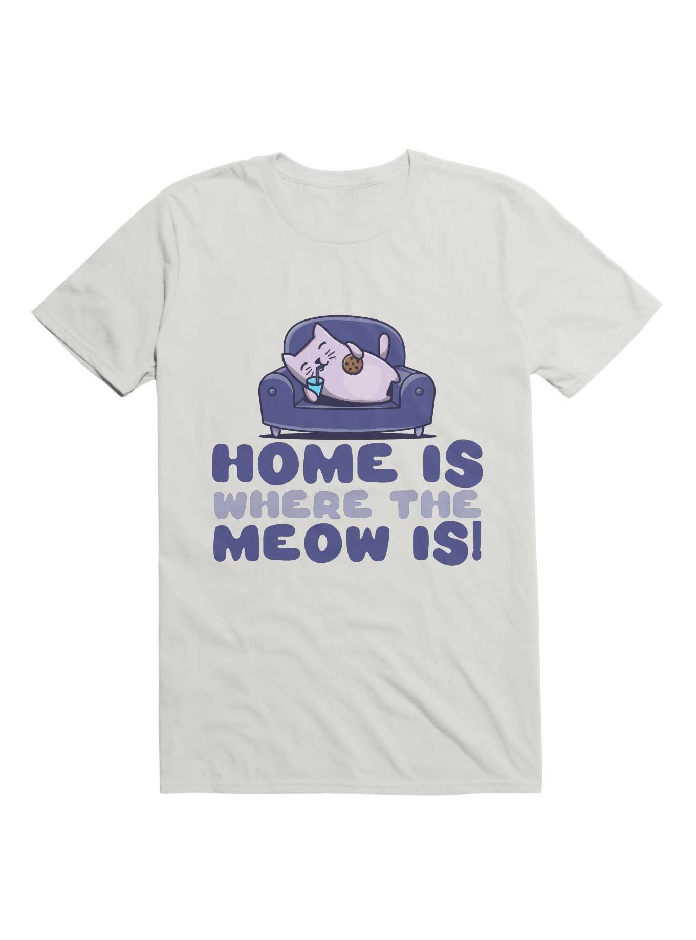 Kawaii Home Is Where The Meow Is T-Shirt, WHITE, hi-res