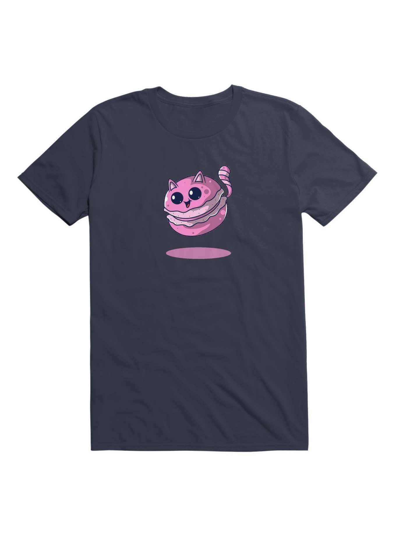 Kawaii Meowcaron Cute Cat T-Shirt, NAVY, hi-res