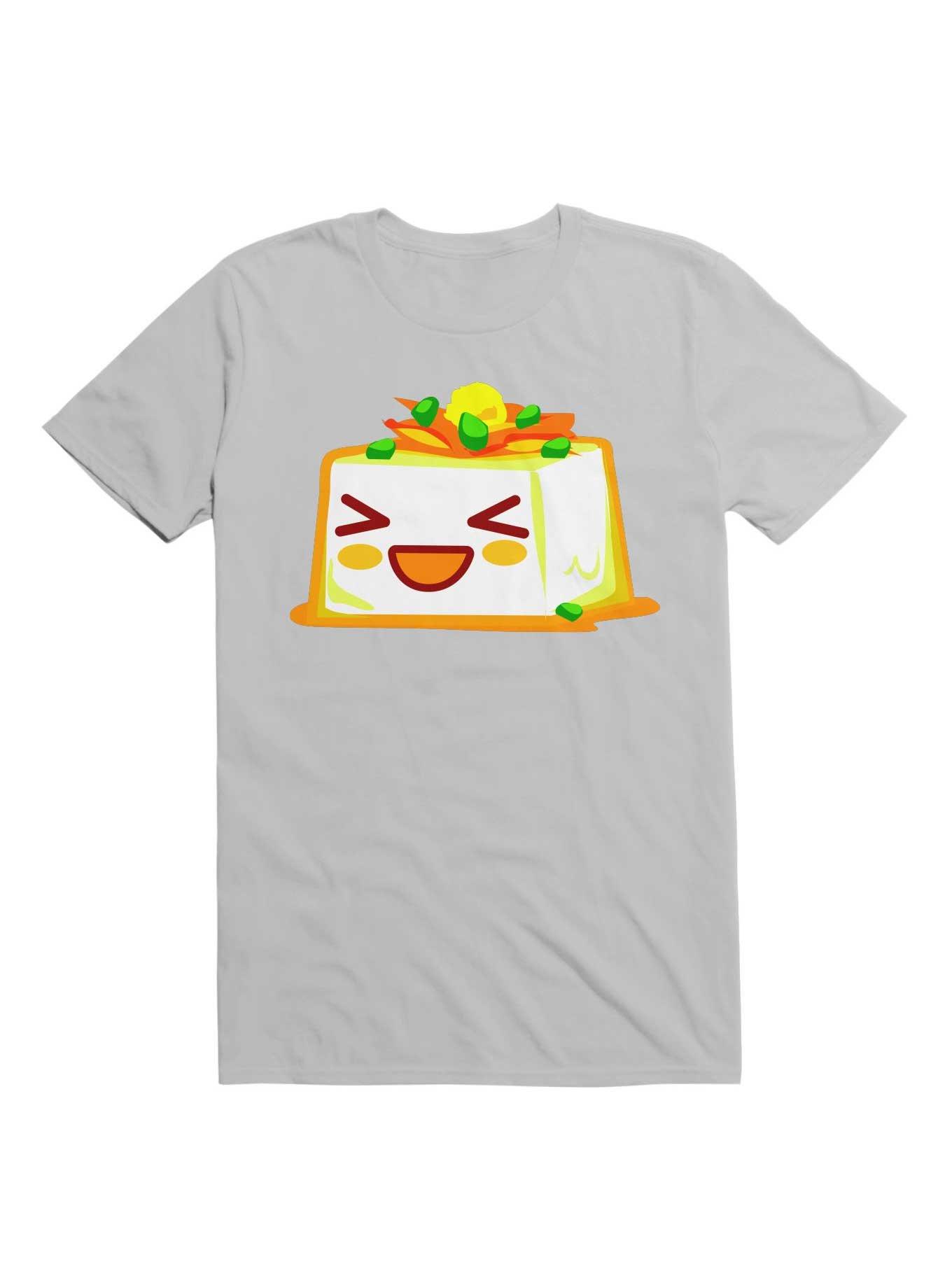 Kawaii Smiling Tofu Character T-Shirt, ICE GREY, hi-res