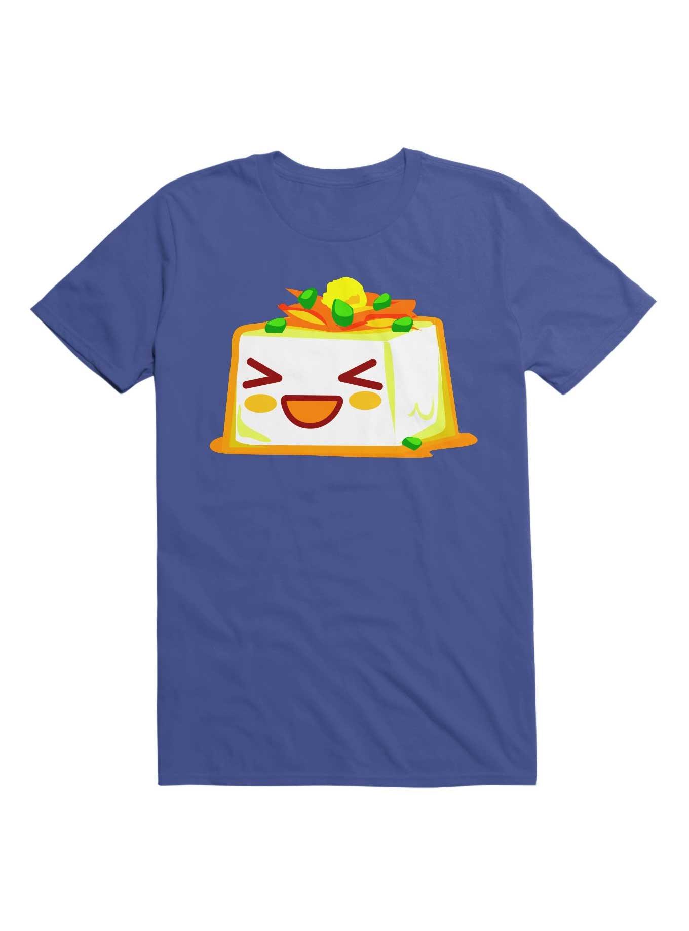 Kawaii Smiling Tofu Character T-Shirt, ROYAL, hi-res
