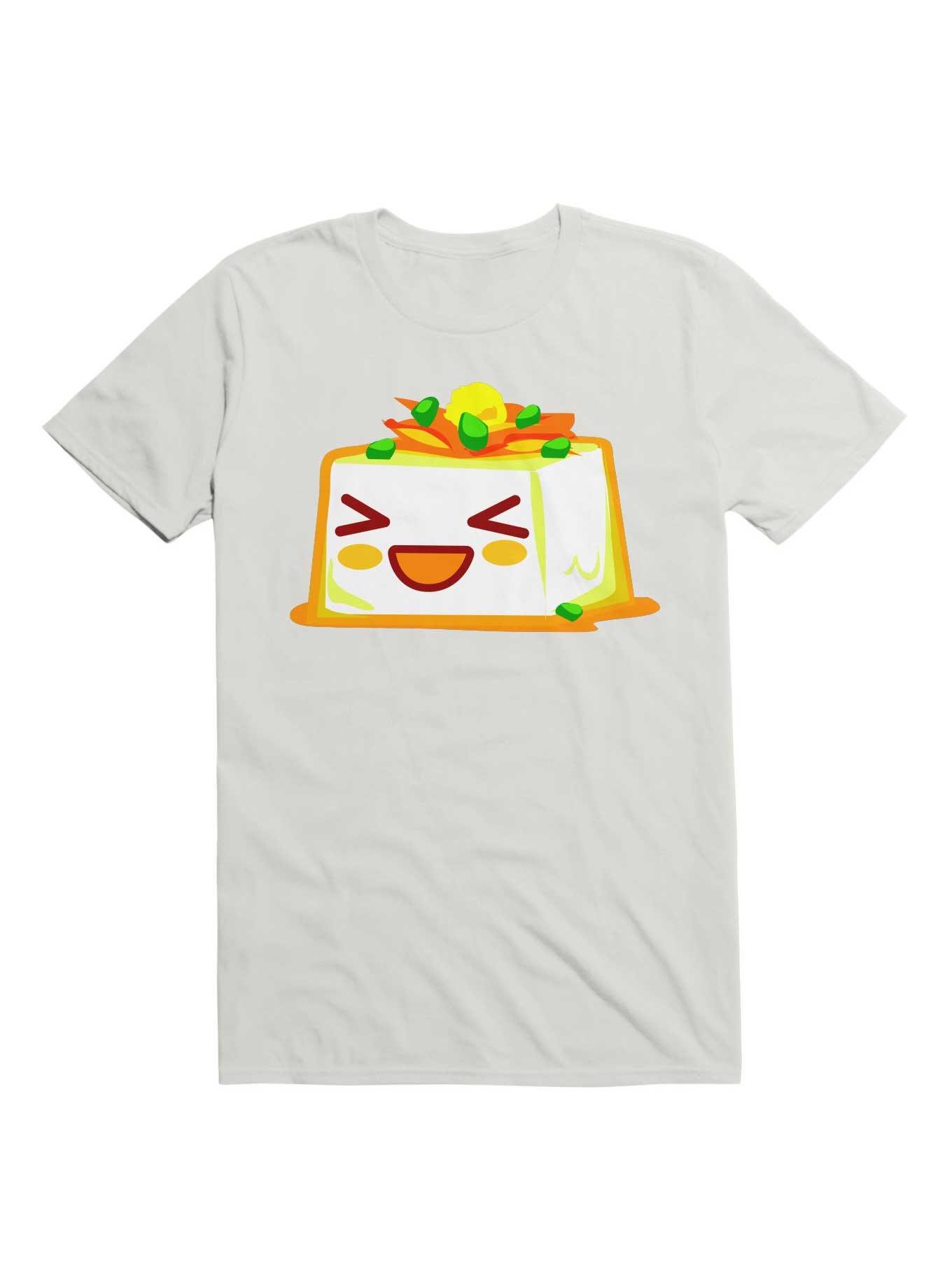 Kawaii Smiling Tofu Character T-Shirt, WHITE, hi-res