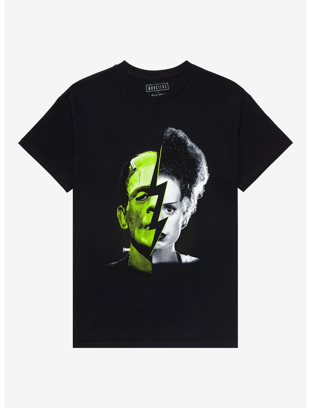 Universal Monsters Frankenstein & Bride Split T-Shirt, BLACK, hi-res