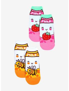 Strawberry & Honey Milk No-Show Socks 2 Pair, , hi-res