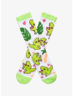 Chibi Dinosaur Tropical Crew Socks, , hi-res