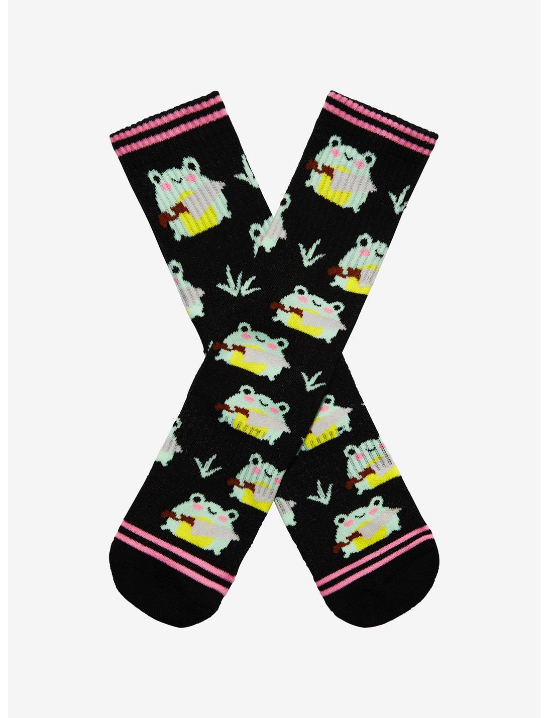 Frog Knife Pink Stripe Crew Socks, , hi-res