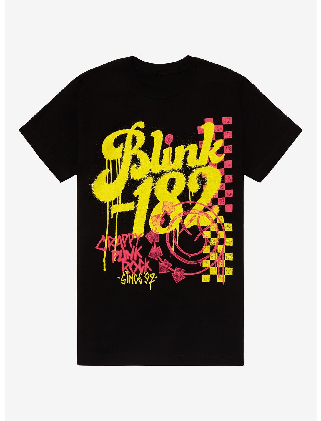 Blink-182 Crappy Punk Rock Graffiti Boyfriend Fit Girls T-Shirt, BLACK, hi-res
