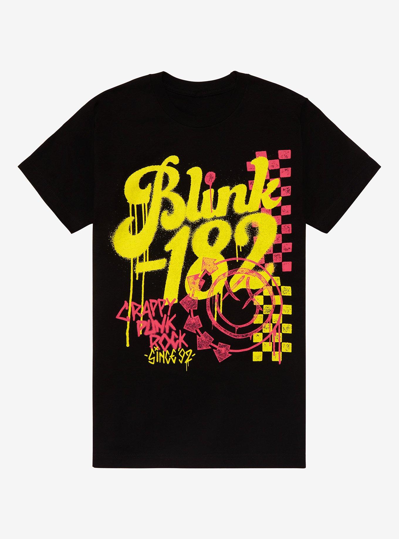 Blink-182 Crappy Punk Rock Graffiti Boyfriend Fit Girls T-Shirt, BLACK, hi-res