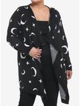 Moons & Stars Girls Open Cardigan Plus Size, BLACK, hi-res