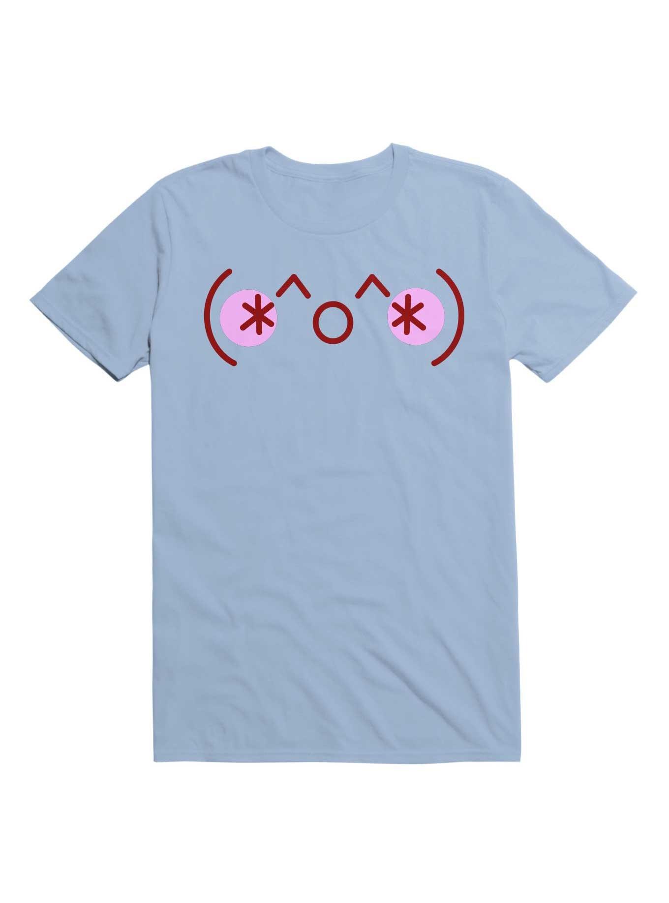 Kawaii Smiling Emoticons T-Shirt, LIGHT BLUE, hi-res