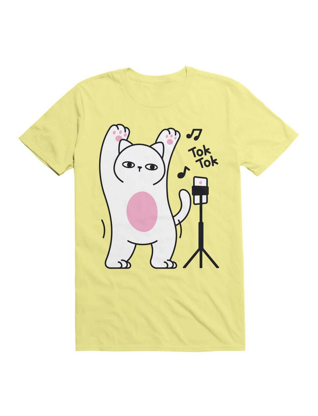 Kawaii Poker Face Cat Dance T-Shirt, CORN SILK, hi-res