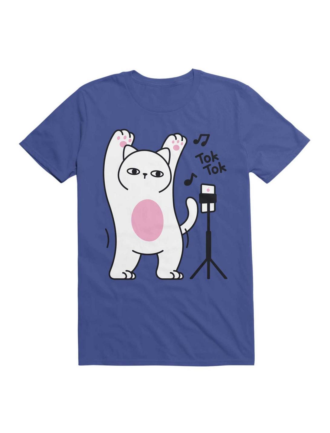 Kawaii Poker Face Cat Dance T-Shirt, ROYAL, hi-res