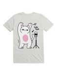Kawaii Poker Face Cat Dance T-Shirt, WHITE, hi-res