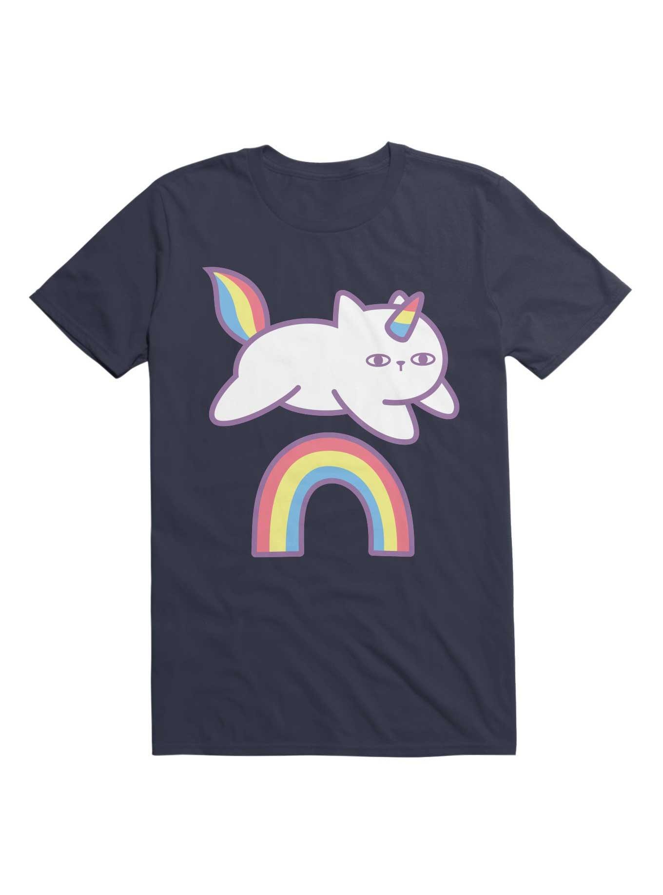 Kawaii Poker Face Caticorn T-Shirt, NAVY, hi-res