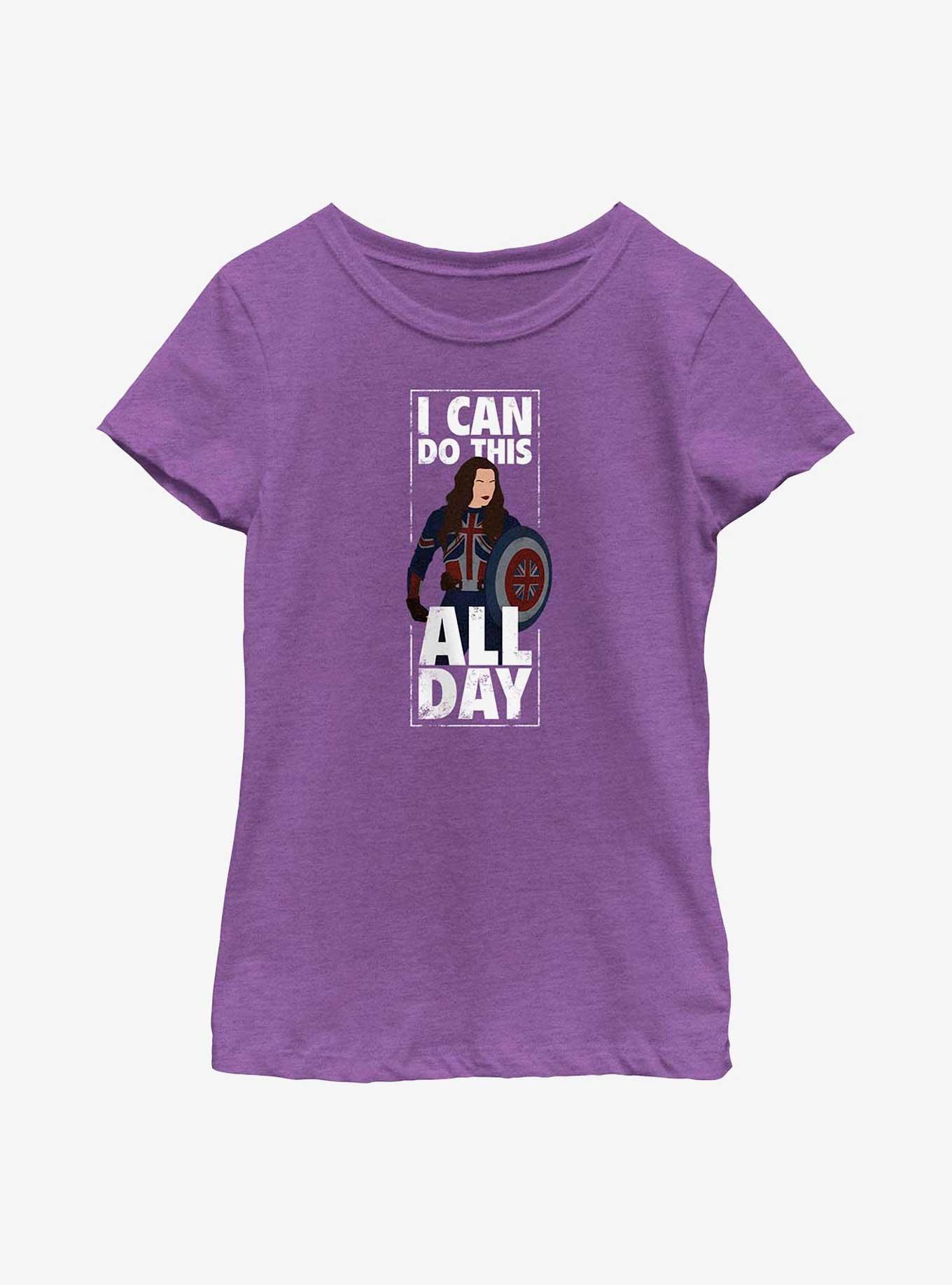 Marvel Doctor Strange In The Multiverse Of Madness I Can Do This All Day Captian Carter Youth Girls T-Shirt, PURPLE BERRY, hi-res
