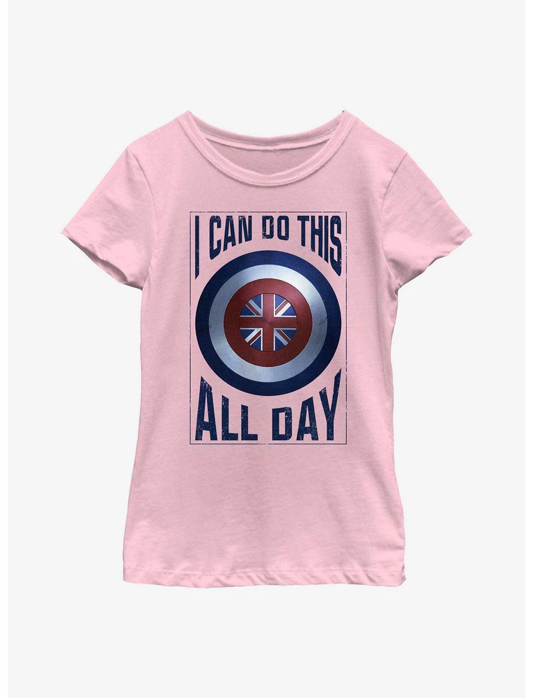 Marvel Doctor Strange In The Multiverse Of Madness I Can Do This All Day Peggy Carter Shield Youth Girls T-Shirt, PINK, hi-res