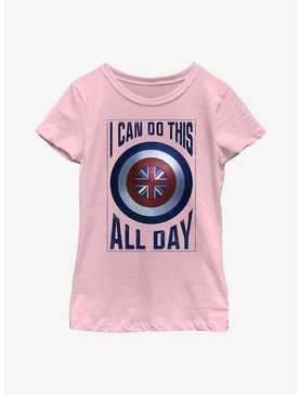 Marvel Doctor Strange In The Multiverse Of Madness I Can Do This All Day Peggy Carter Shield Youth Girls T-Shirt, , hi-res