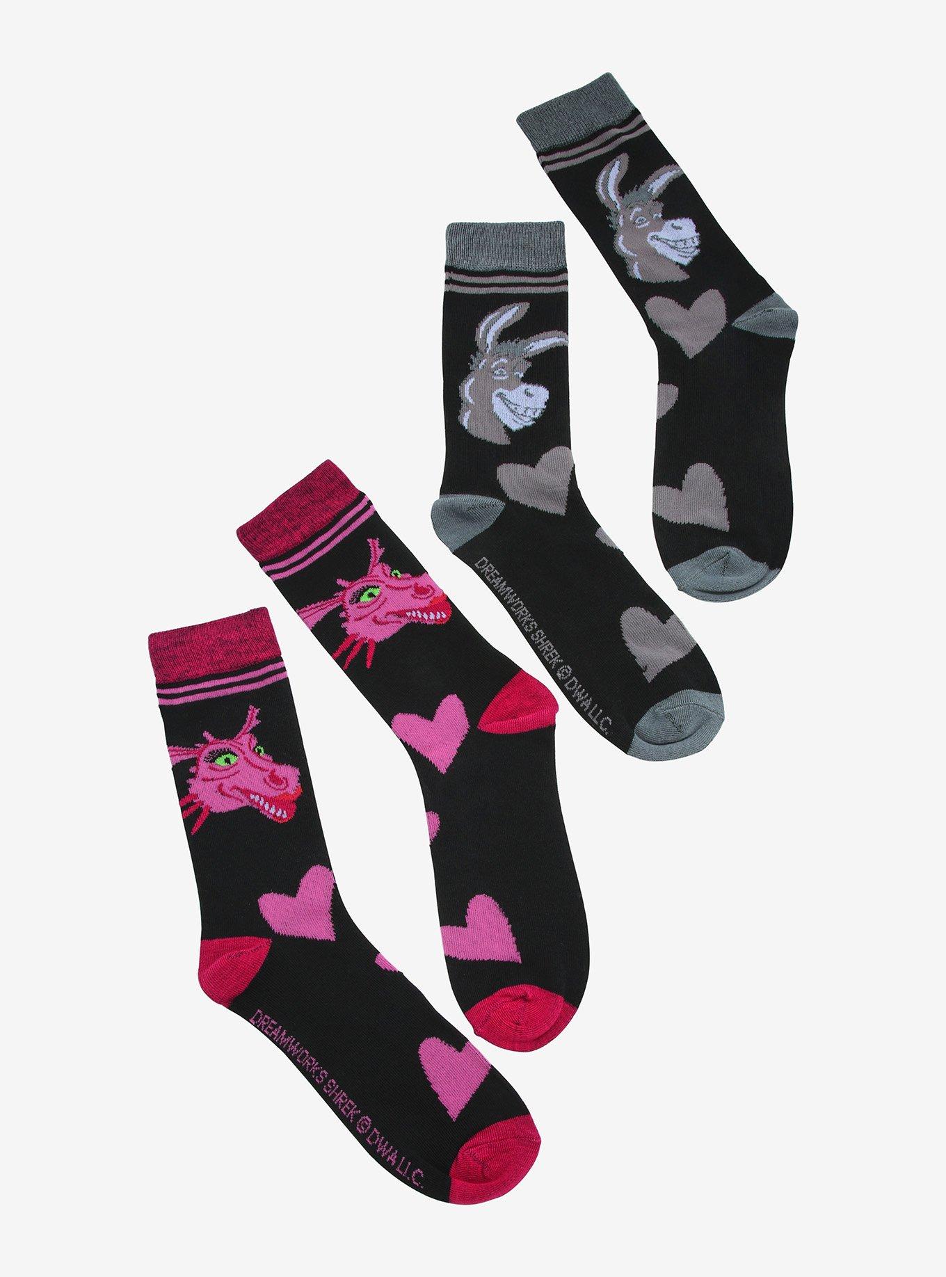 Shrek Donkey & Dragon Crew Socks 2 Pair, , hi-res