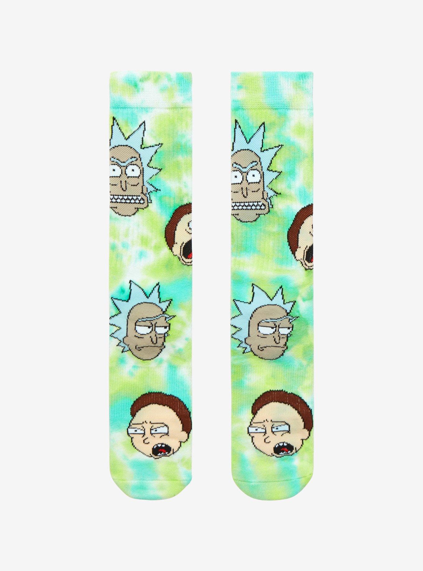 Rick And Morty Faces Tie-Dye Crew Socks, , hi-res