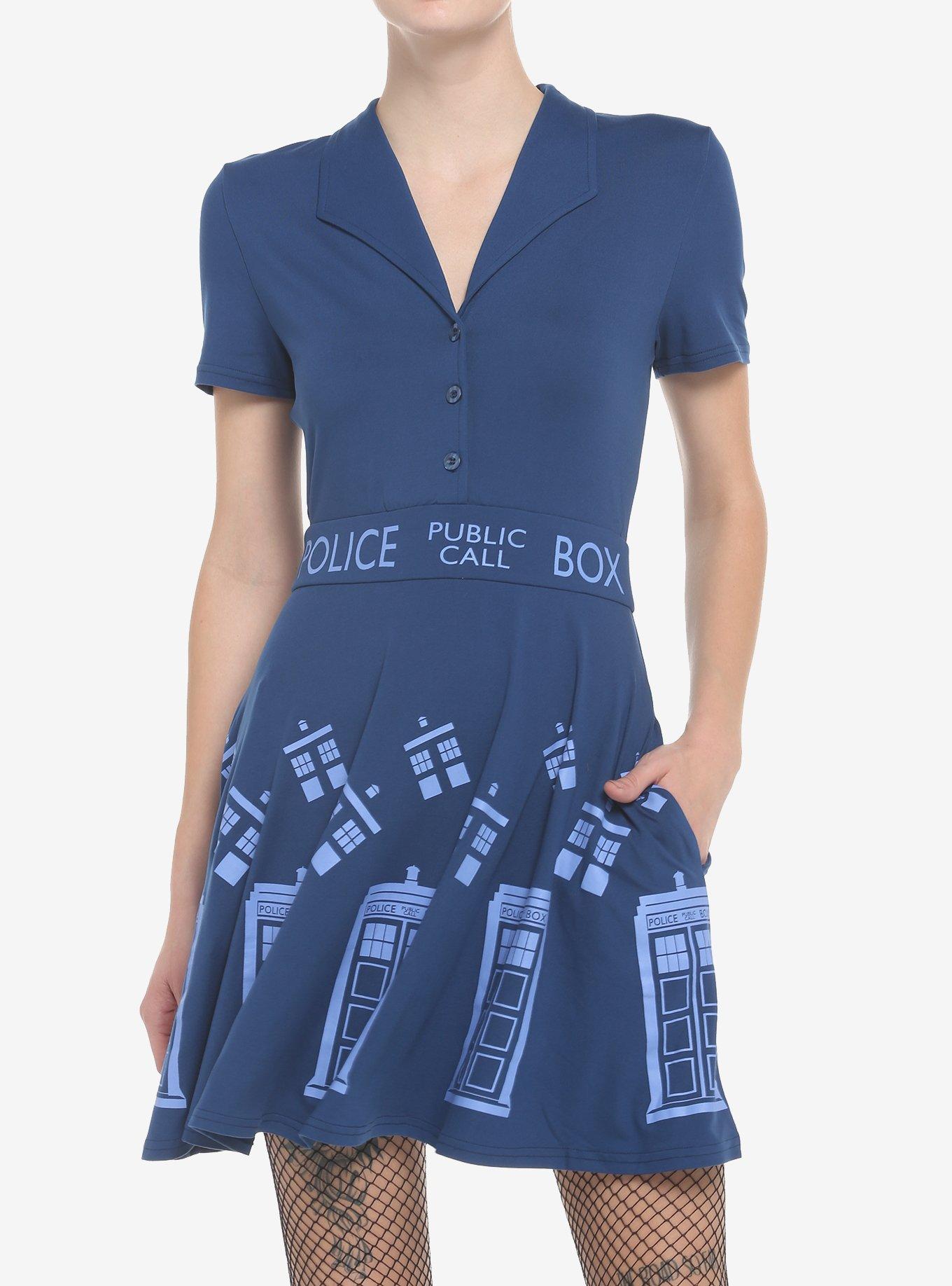 Her Universe Doctor Who TARDIS Retro Dress, DARK BLUE, hi-res