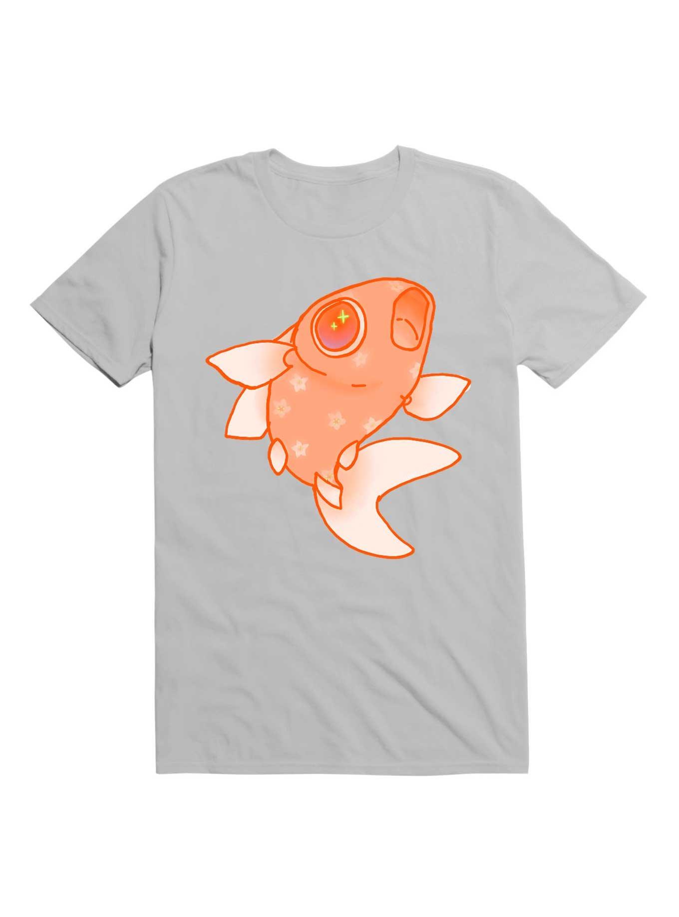 Kawaii Blossom Orange Freddy Fish T-Shirt, ICE GREY, hi-res