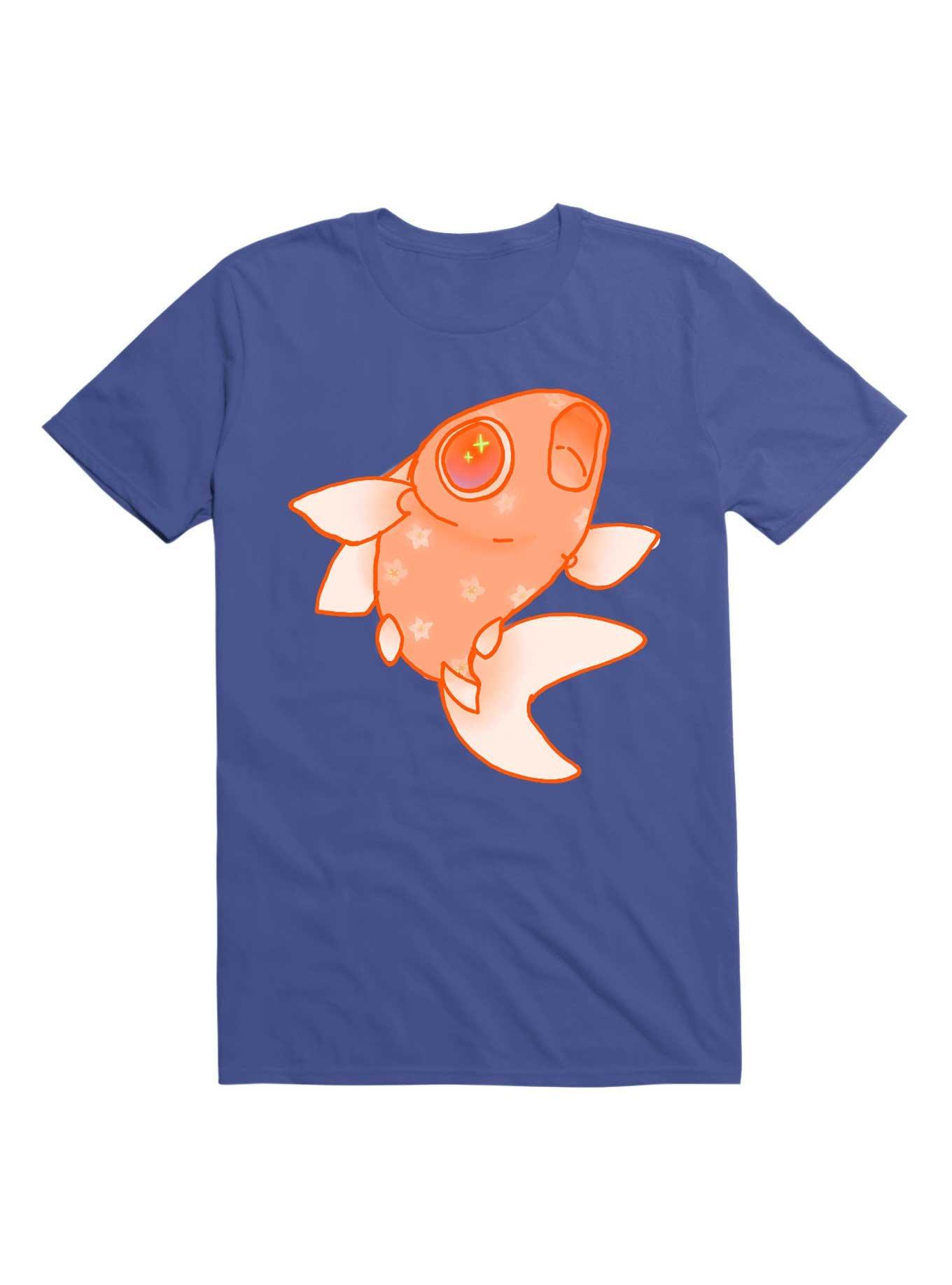 Kawaii Blossom Orange Freddy Fish T-Shirt, ROYAL, hi-res