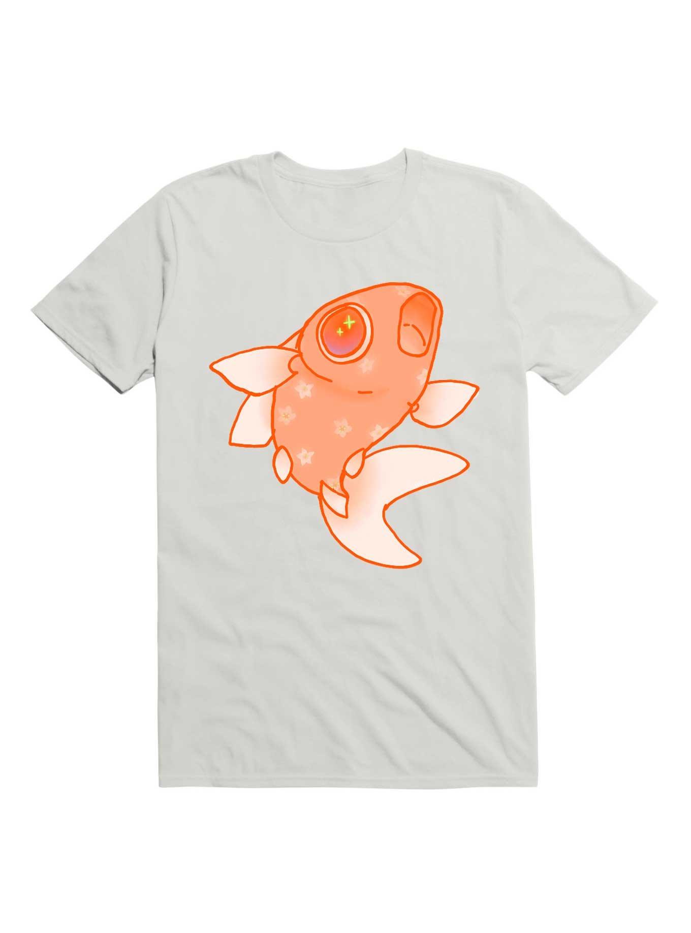 Kawaii Blossom Orange Freddy Fish T-Shirt, WHITE, hi-res