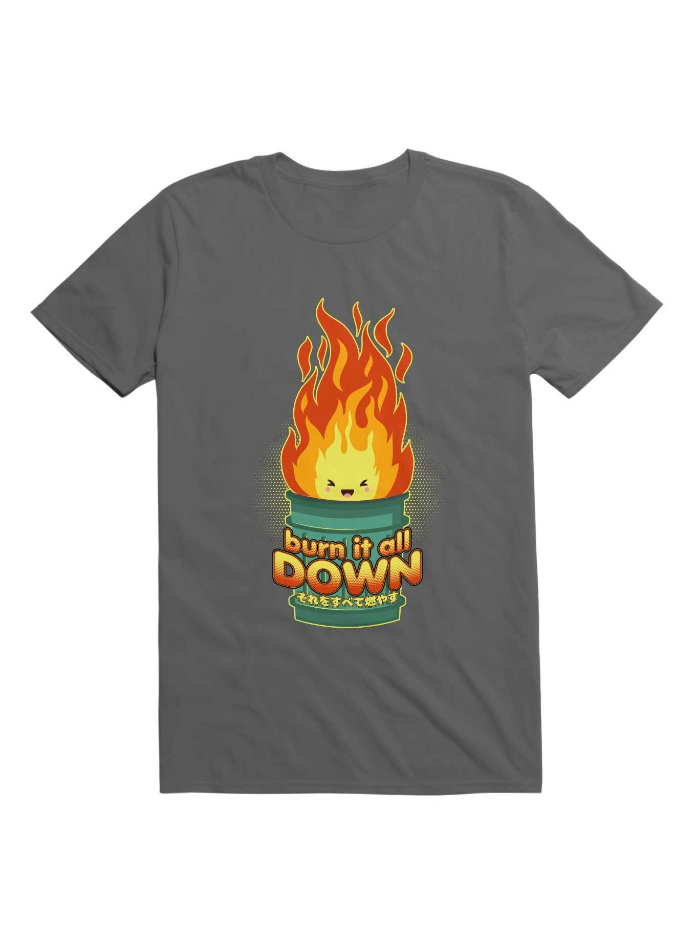 Kawaii Burn It All Down - Flaming Trashcan T-Shirt, , hi-res