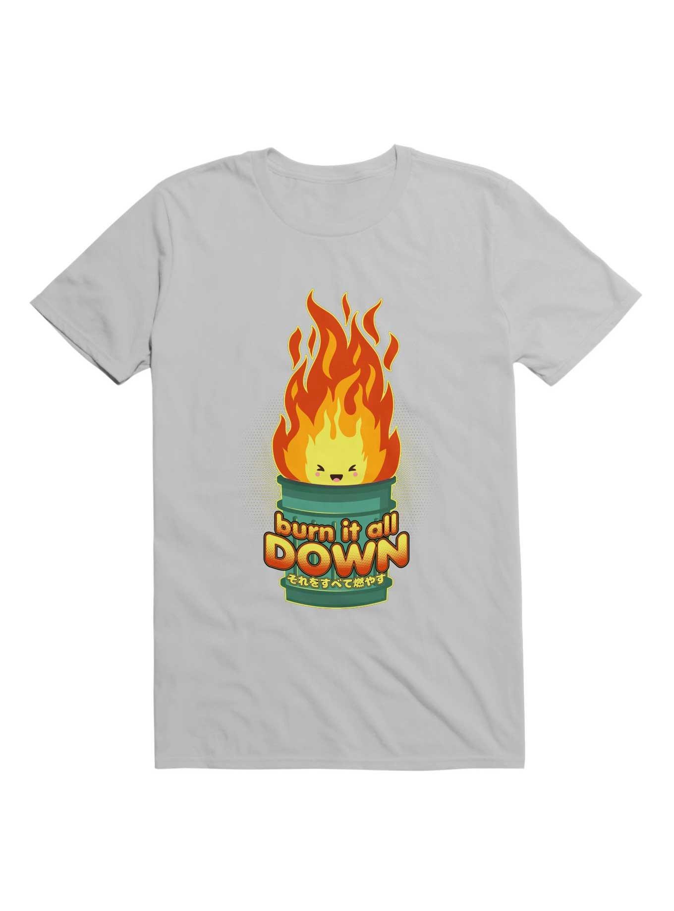 Kawaii Burn It All Down - Flaming Trashcan T-Shirt, , hi-res