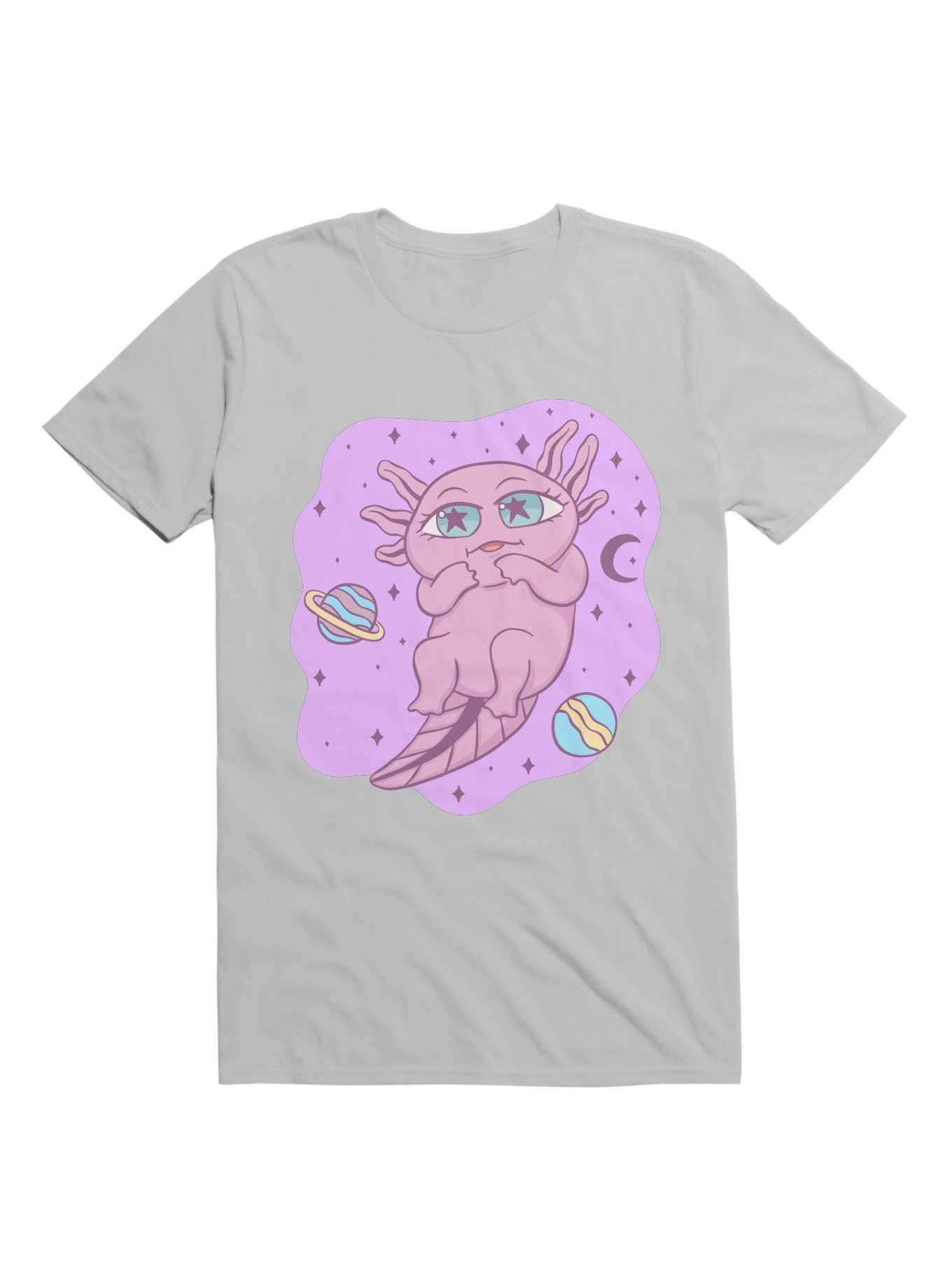 Kawaii Cute Axolotl In Space T-Shirt, ICE GREY, hi-res