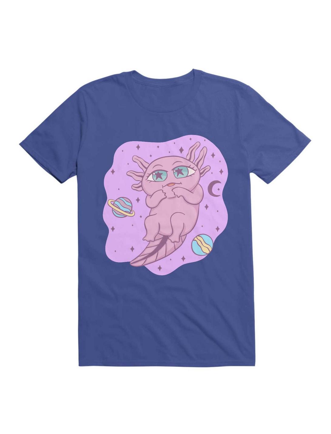 Kawaii Cute Axolotl In Space T-Shirt, ROYAL, hi-res