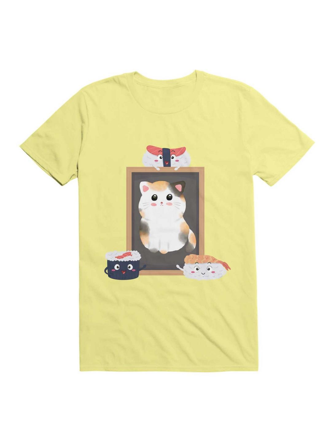 Kawaii Funny Sushi Loves Cute Cat Kawaii T-Shirt, CORN SILK, hi-res