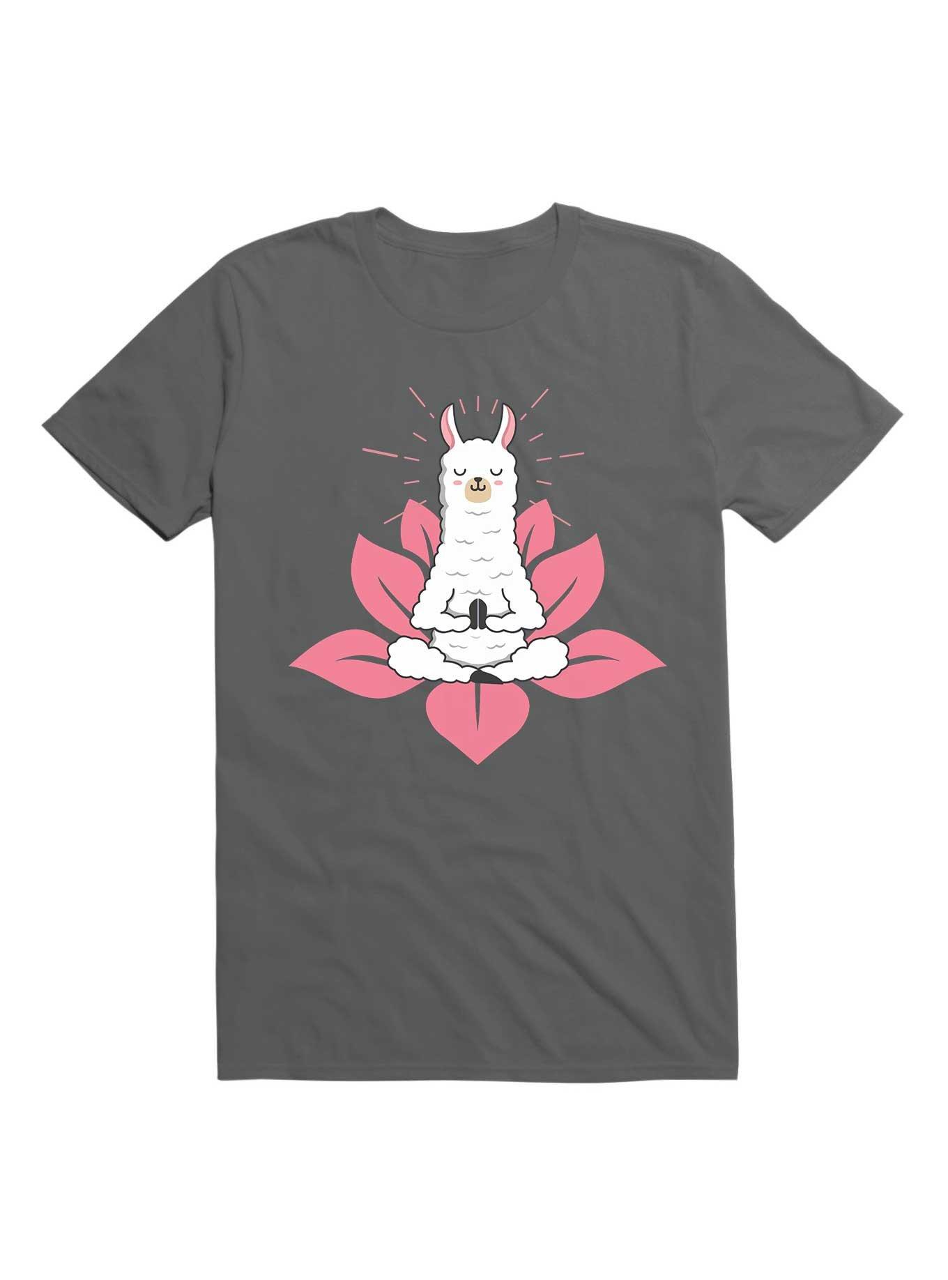Kawaii Cute Llama Doing Yoga Llamaste Namaste Funny Meditation T-Shirt, , hi-res