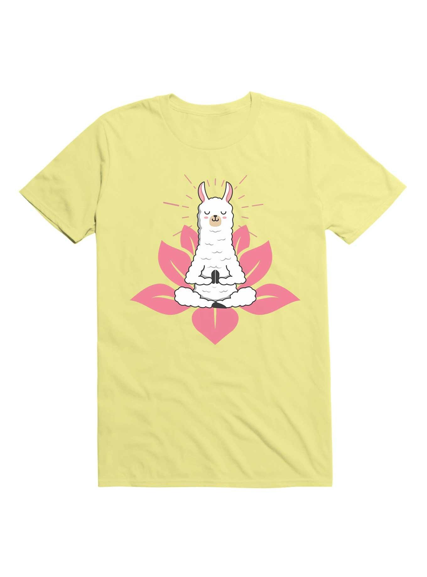 Kawaii Cute Llama Doing Yoga Llamaste Namaste Funny Meditation T-Shirt, , hi-res