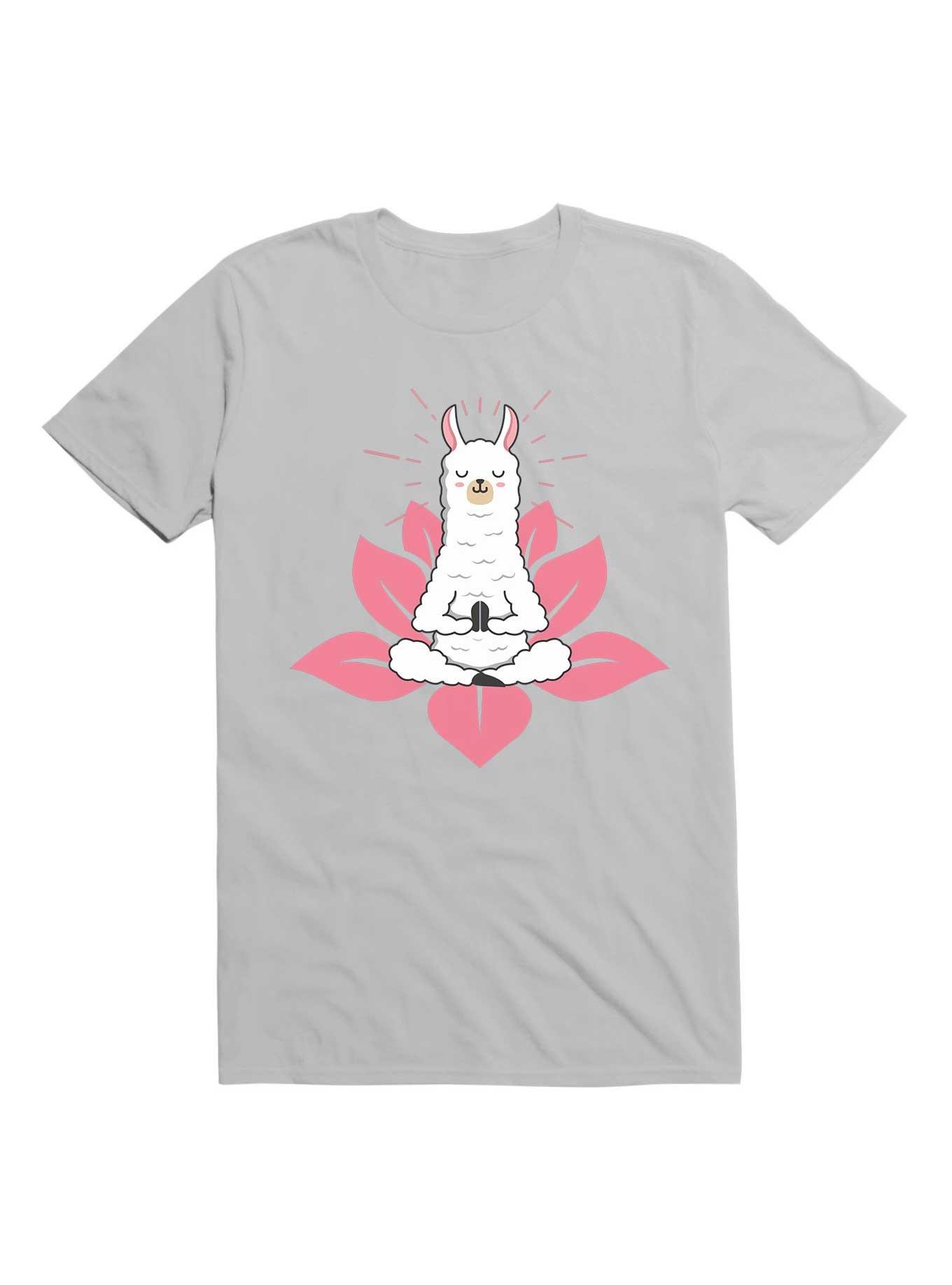 Kawaii Cute Llama Doing Yoga Llamaste Namaste Funny Meditation T-Shirt, , hi-res