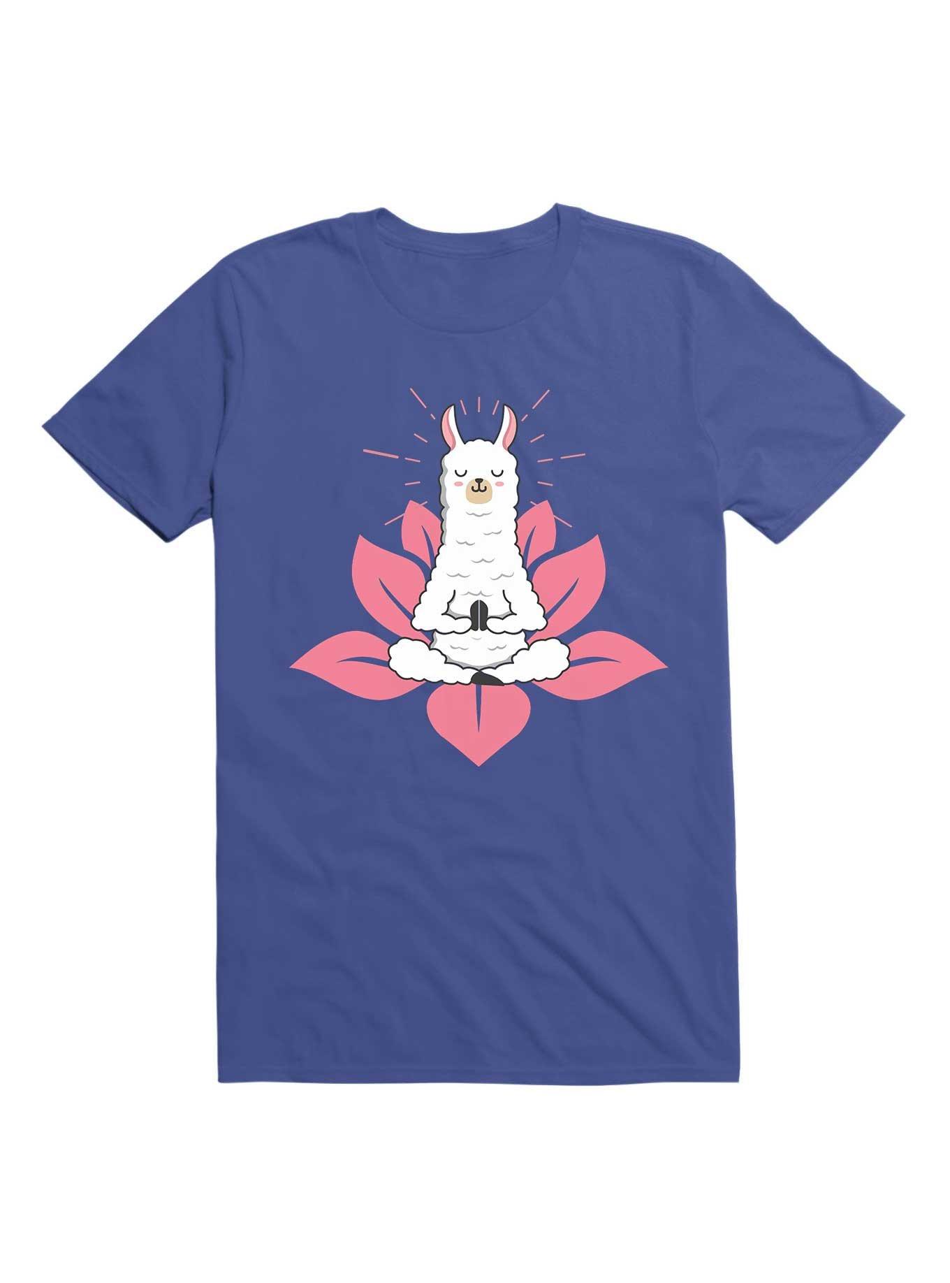 Kawaii Cute Llama Doing Yoga Llamaste Namaste Funny Meditation T-Shirt, , hi-res