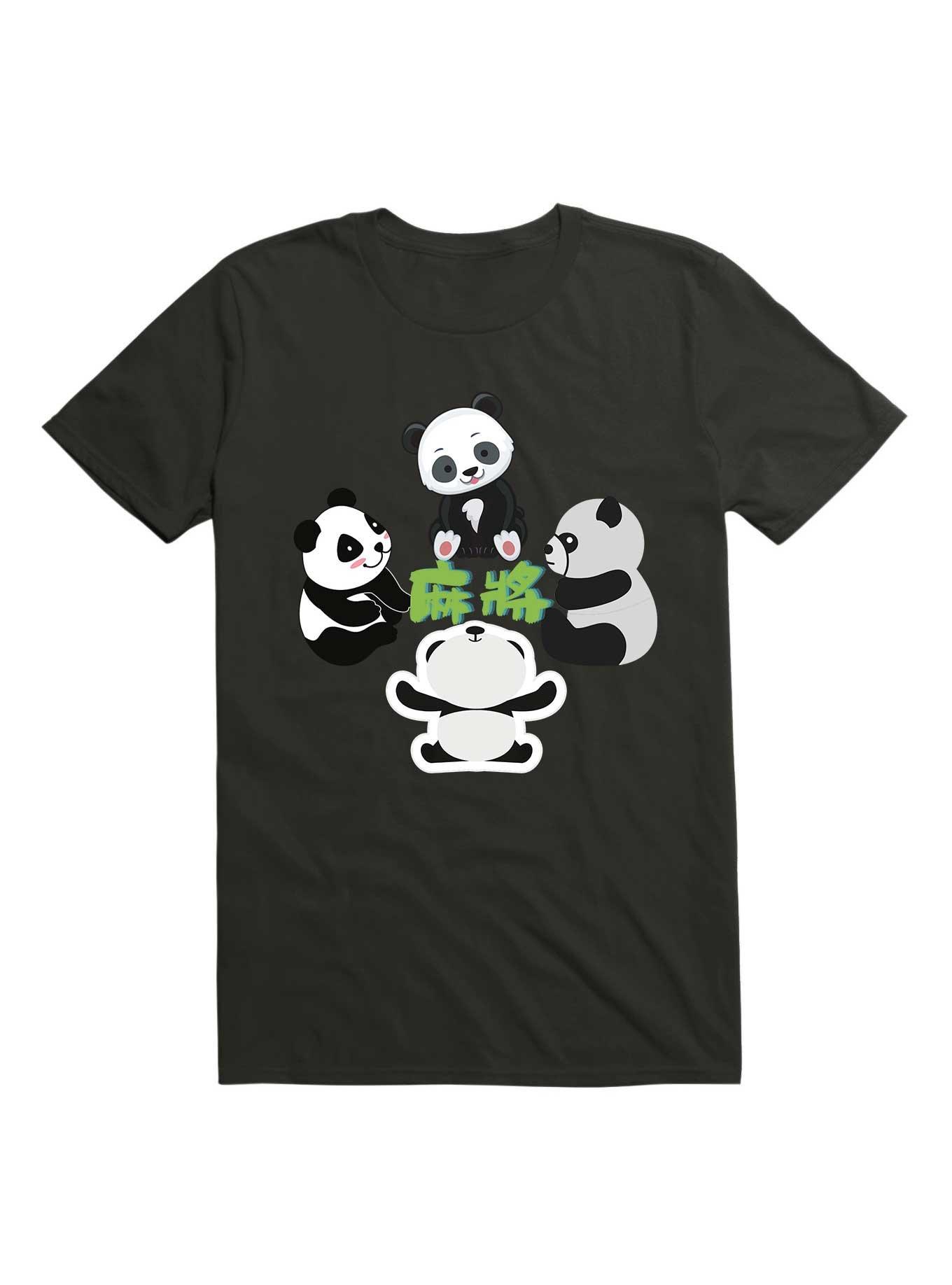Kawaii Mahjong Panda Cute Funny T-Shirt, BLACK, hi-res