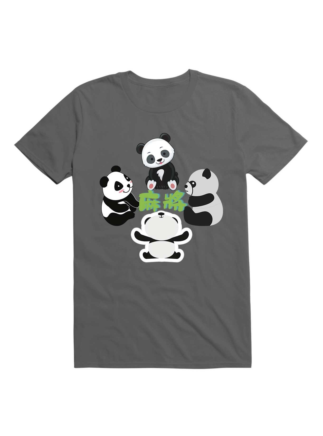 Kawaii Mahjong Panda Cute Funny T-Shirt, CHARCOAL, hi-res