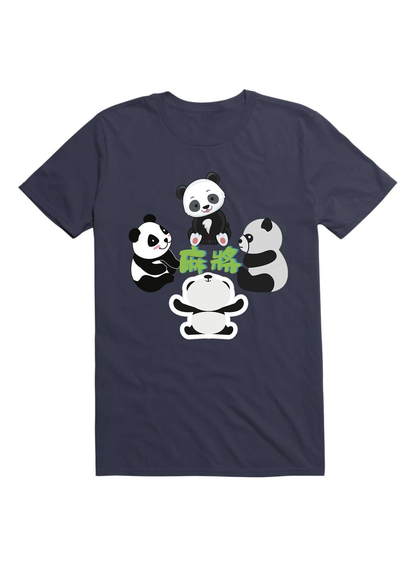 Kawaii Mahjong Panda Cute Funny T-Shirt, NAVY, hi-res