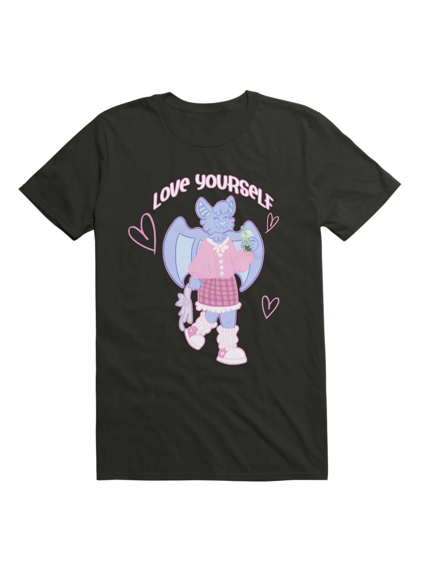 Kawaii Self-Love Bat T-Shirt, BLACK, hi-res