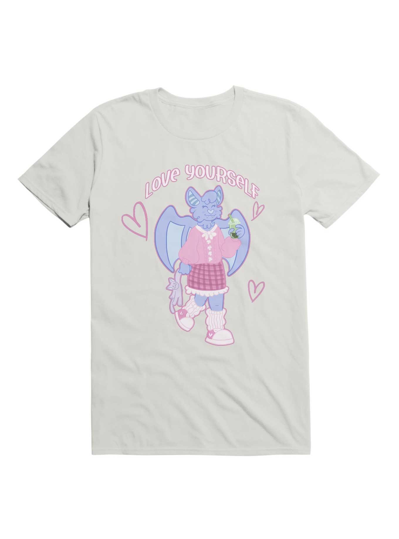 Kawaii Self-Love Bat T-Shirt, WHITE, hi-res