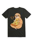 Kawaii Sloth Pizza T-Shirt, BLACK, hi-res