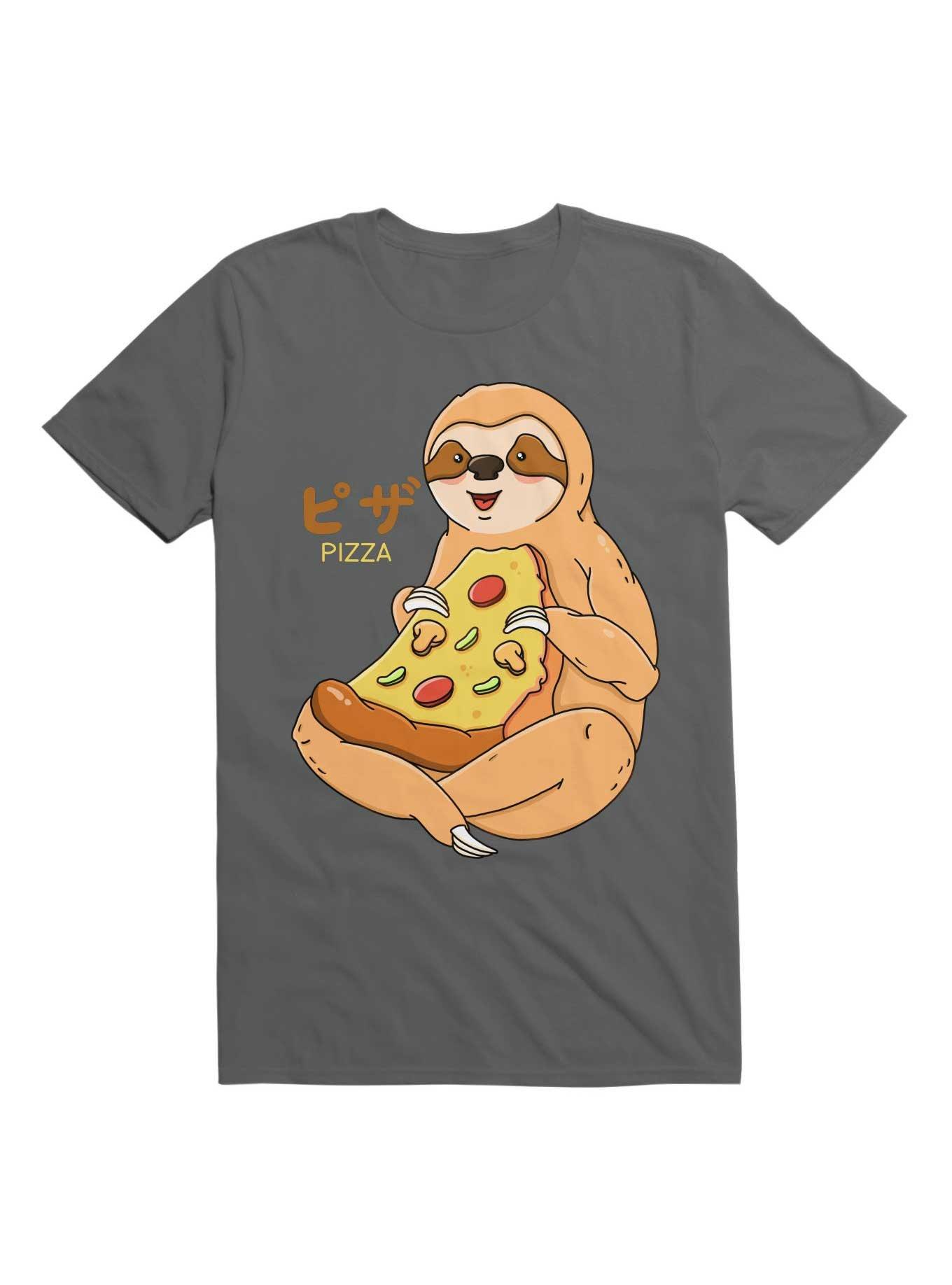 Kawaii Sloth Pizza T-Shirt, , hi-res