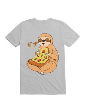 Kawaii Sloth Pizza T-Shirt, , hi-res