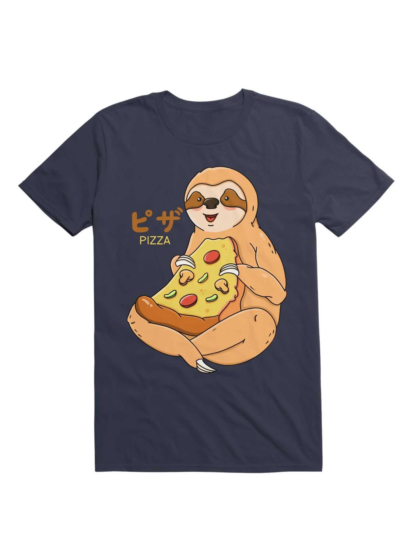 Kawaii Sloth Pizza T-Shirt, , hi-res