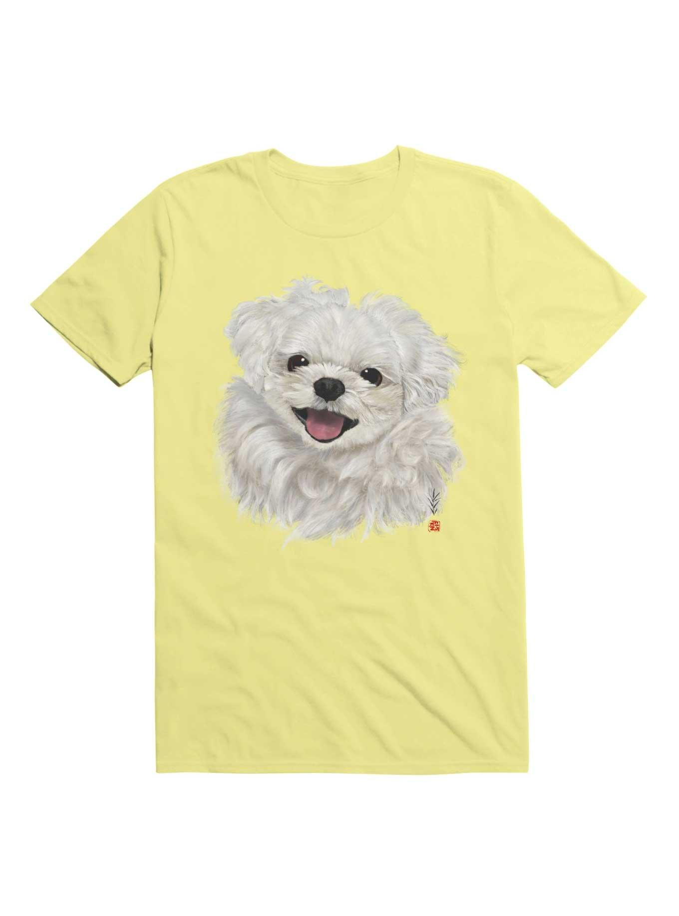 Kawaii Smiling Maltese T-Shirt, CORN SILK, hi-res