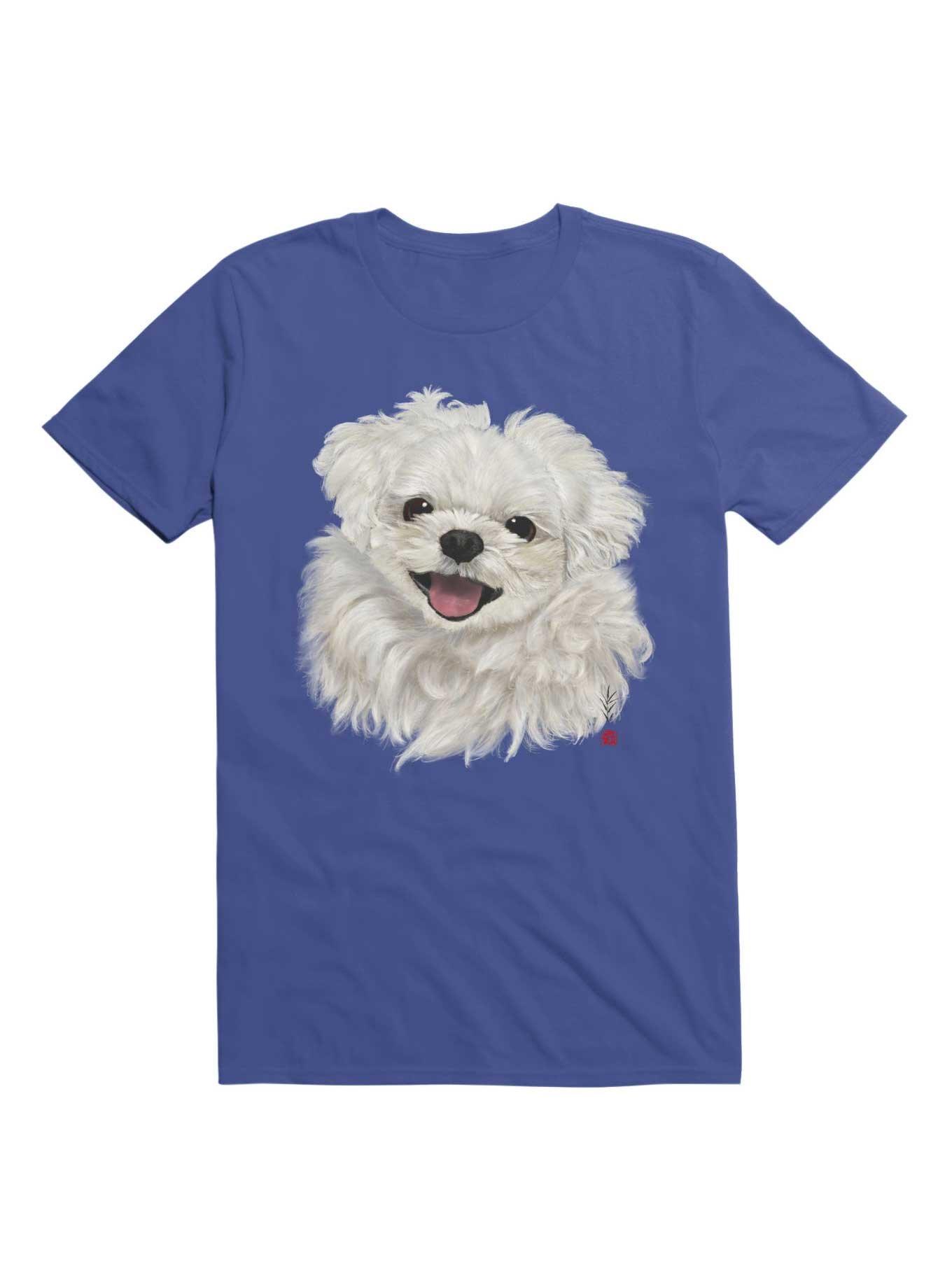 Kawaii Smiling Maltese T-Shirt, ROYAL, hi-res