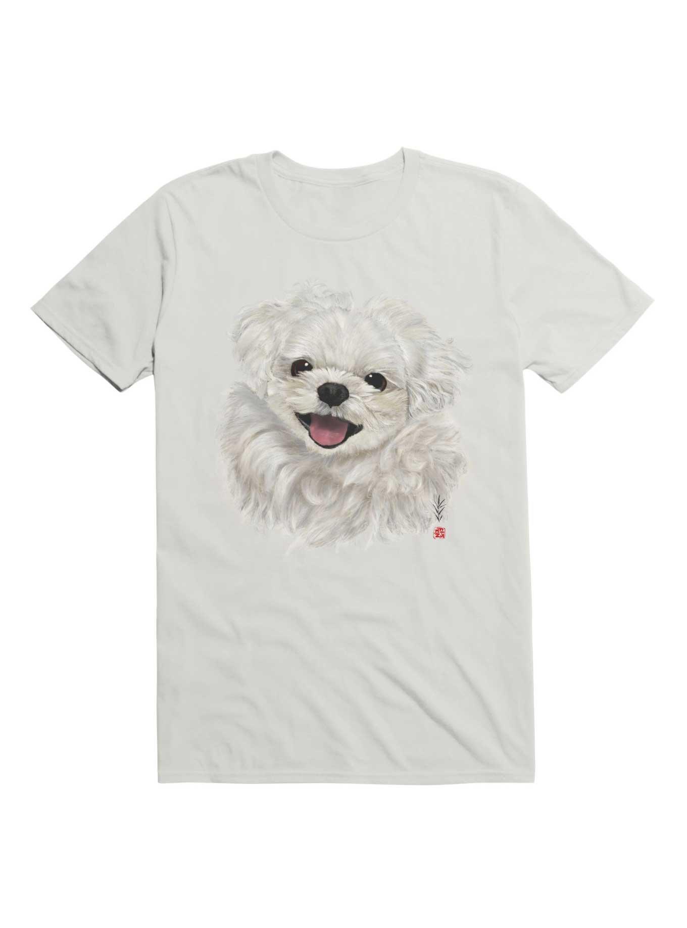 Kawaii Smiling Maltese T-Shirt, WHITE, hi-res