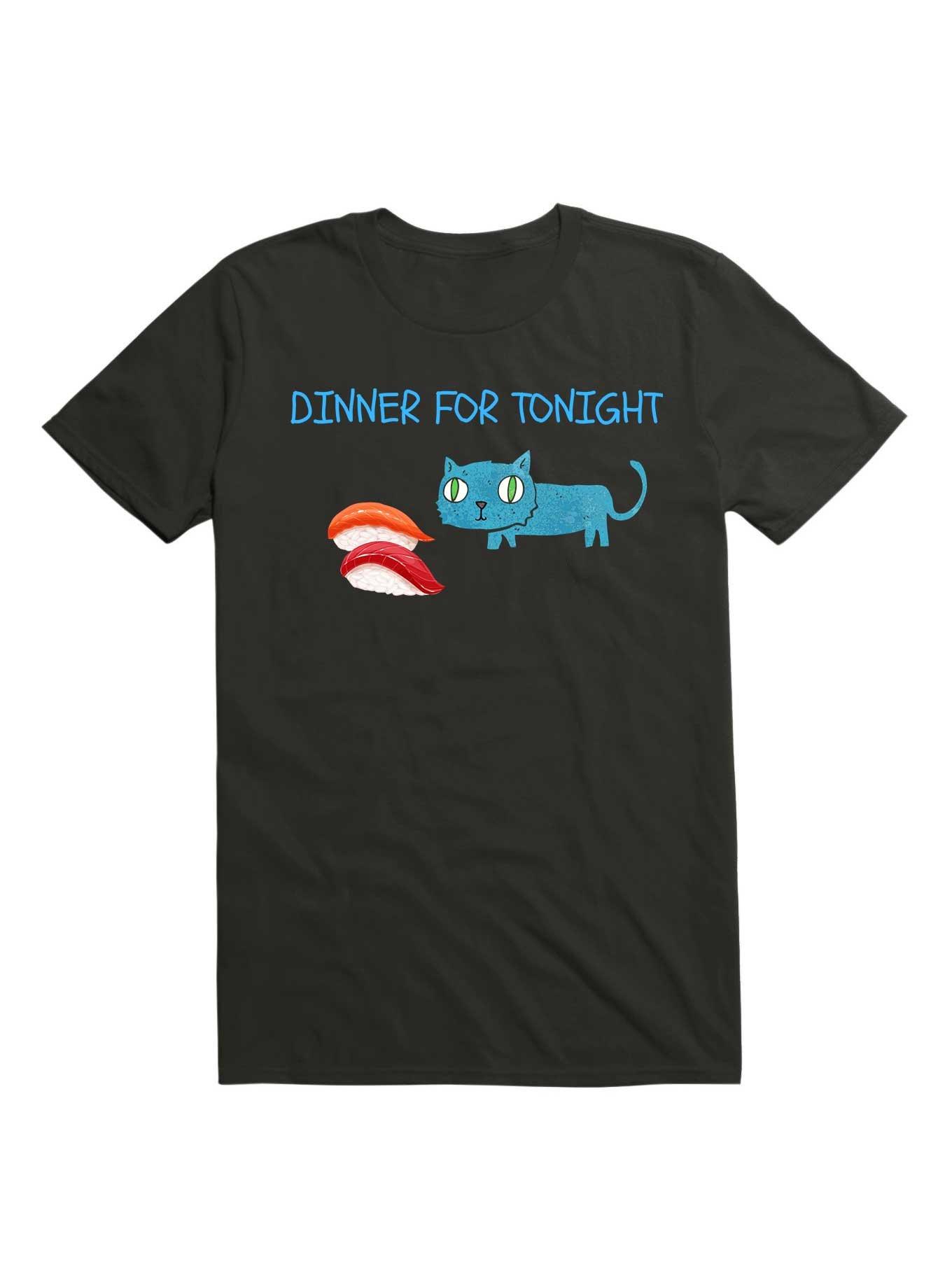 Kawaii Sushi Cat Dinner For Tonight T-Shirt, BLACK, hi-res