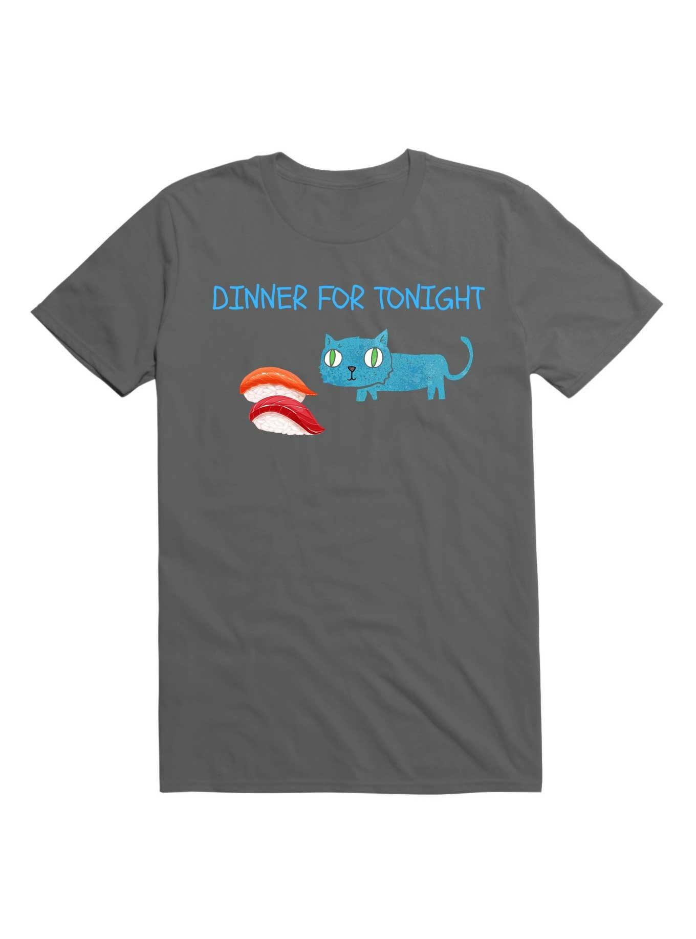 Kawaii Sushi Cat Dinner For Tonight T-Shirt, CHARCOAL, hi-res